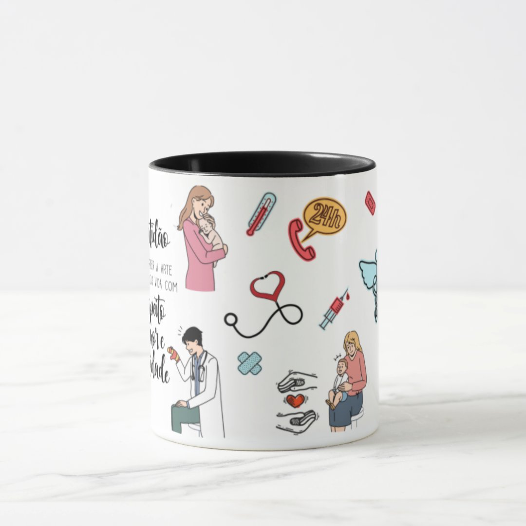 Caneca Pediatria Profissão Medicina Presente para Pediatra