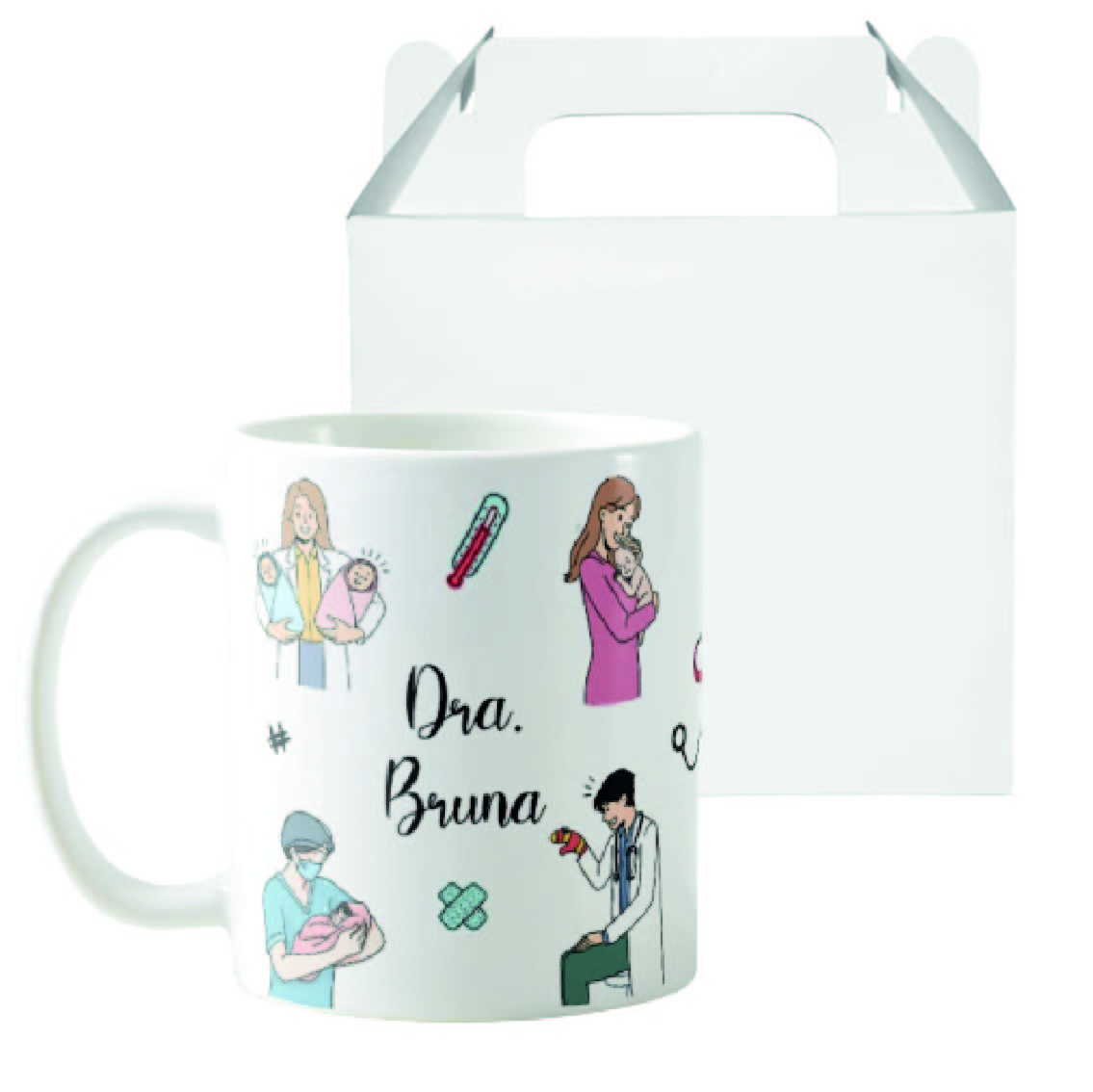 Caneca Presente Especial com Nome para Médico Pediatra - Profissões (Médico(a))