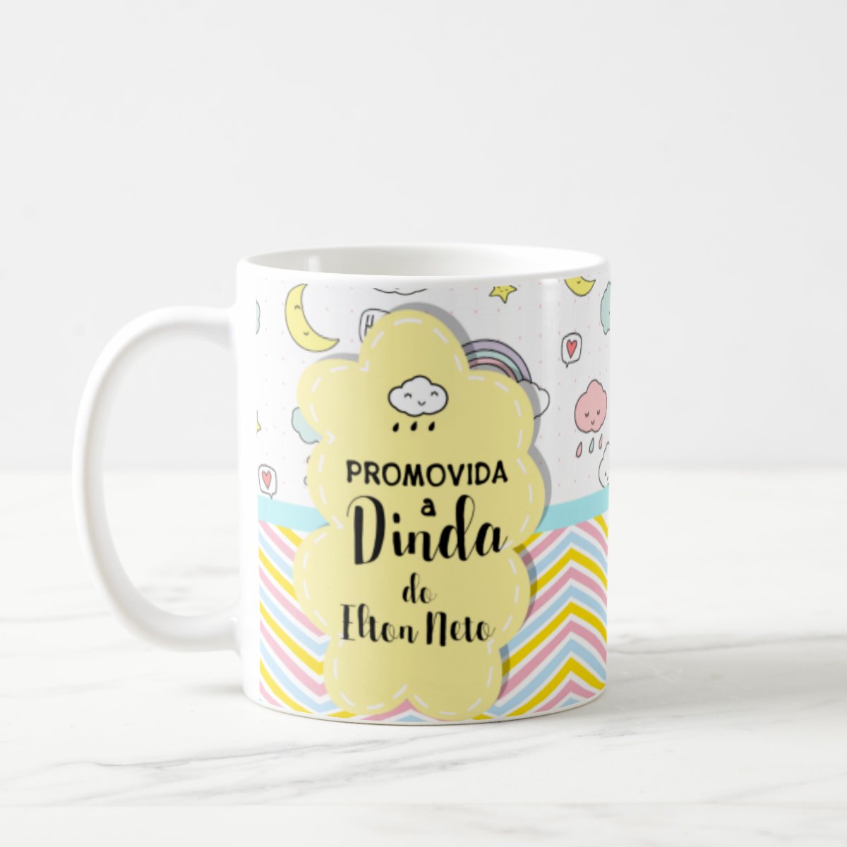 Caneca Personalizada Promovido a Dindos - Chuva de Benção