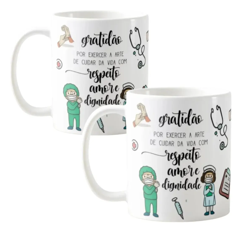 Kit 2 Canecas Personalizadas Enfermagem Cerâmica Presente Enfermeiro - Profissões (Enfermagem)