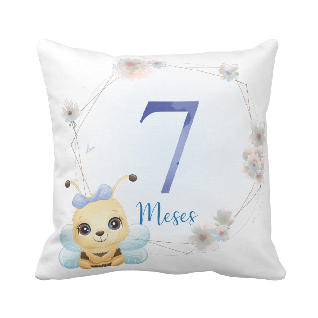 Almofada Mesversário Bebê Menina Infantil Mês 7 Safari Baby - Família (Bebê)