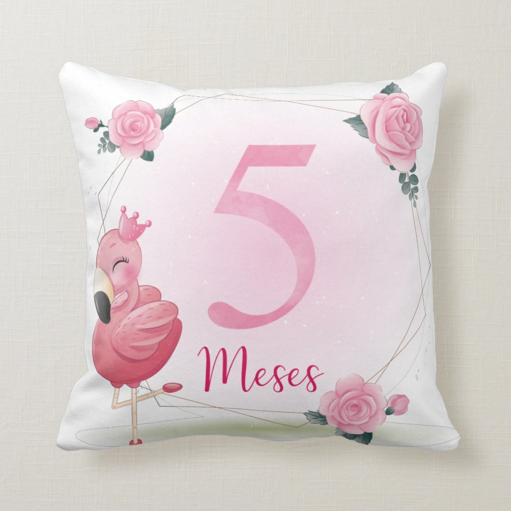 Almofada Mesversário Bebê Menina Infantil Mês 5 Safari Baby - Família (Bebê)