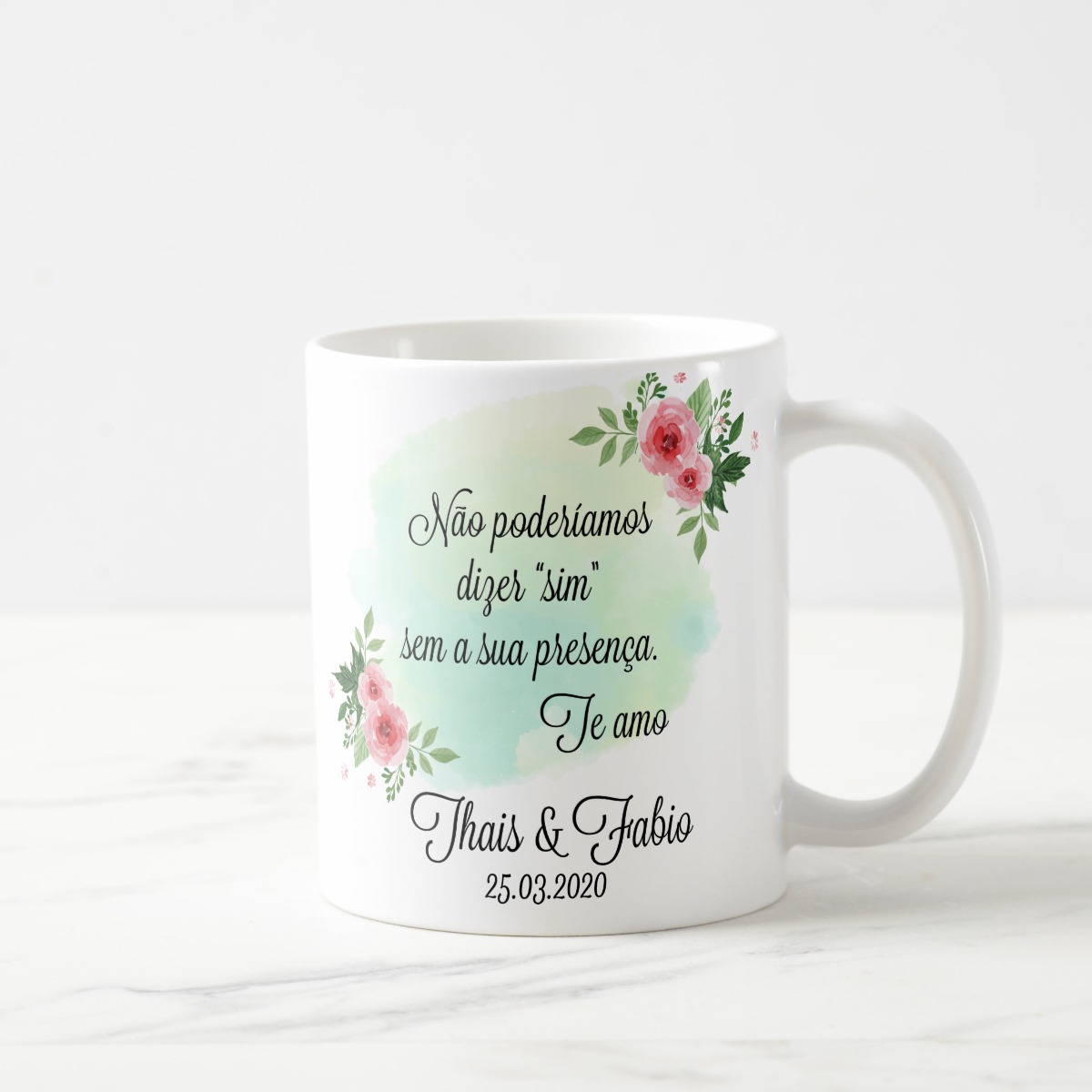 Caneca Casamento Verde Presente Familia Avó da Noiva
