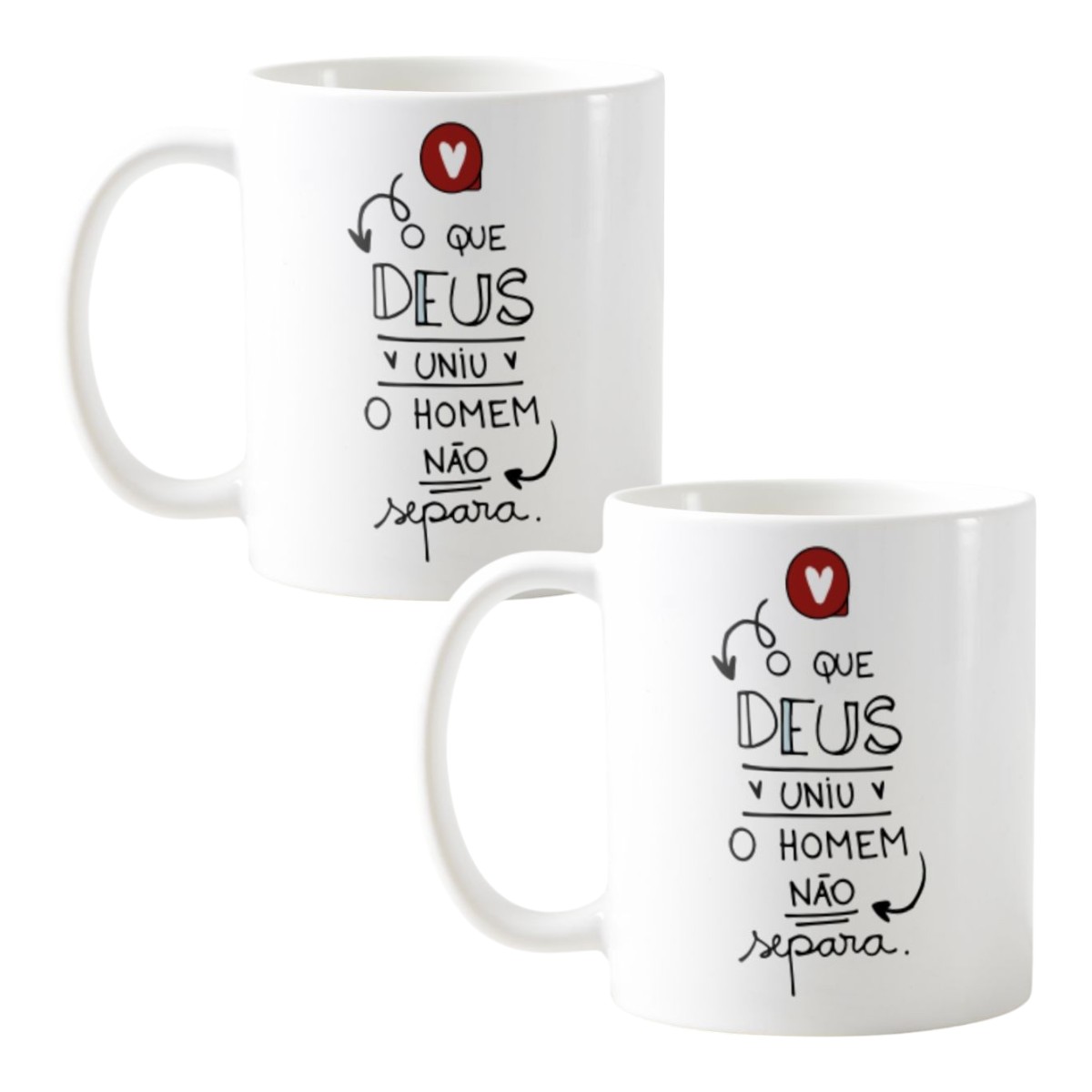 Kit Canecas Casal Cristão Presente com Frase Amor Deus Uniu - Outros (Casal)