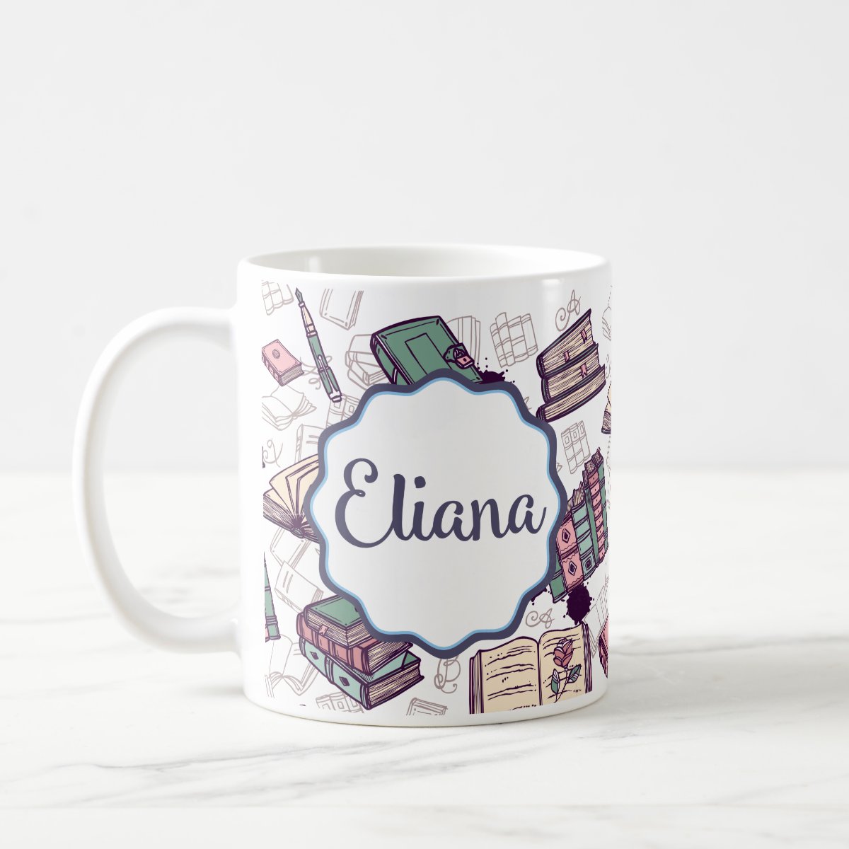 Caneca Livros Presente Criativo Literatura Livros com Nome - Hobbies (Leitor(a))