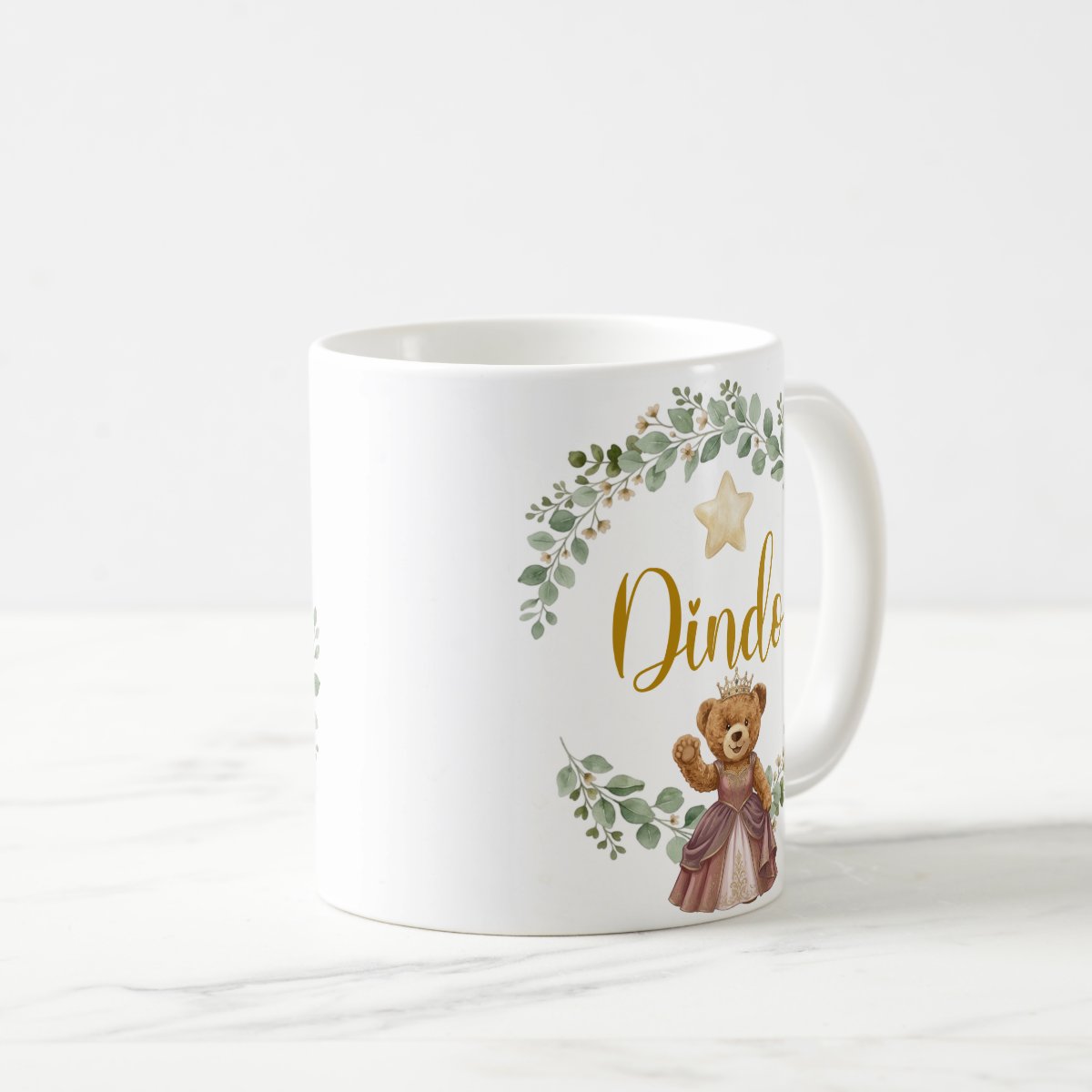 Caneca Ursa Princesa Padrinho Presente Família Pronta Entrega