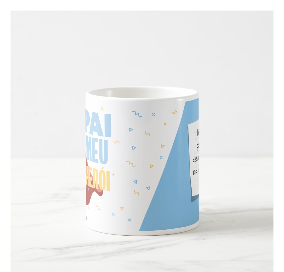 Caneca Personalizada de Dia dos Pais com Frase Pai Meu Herói