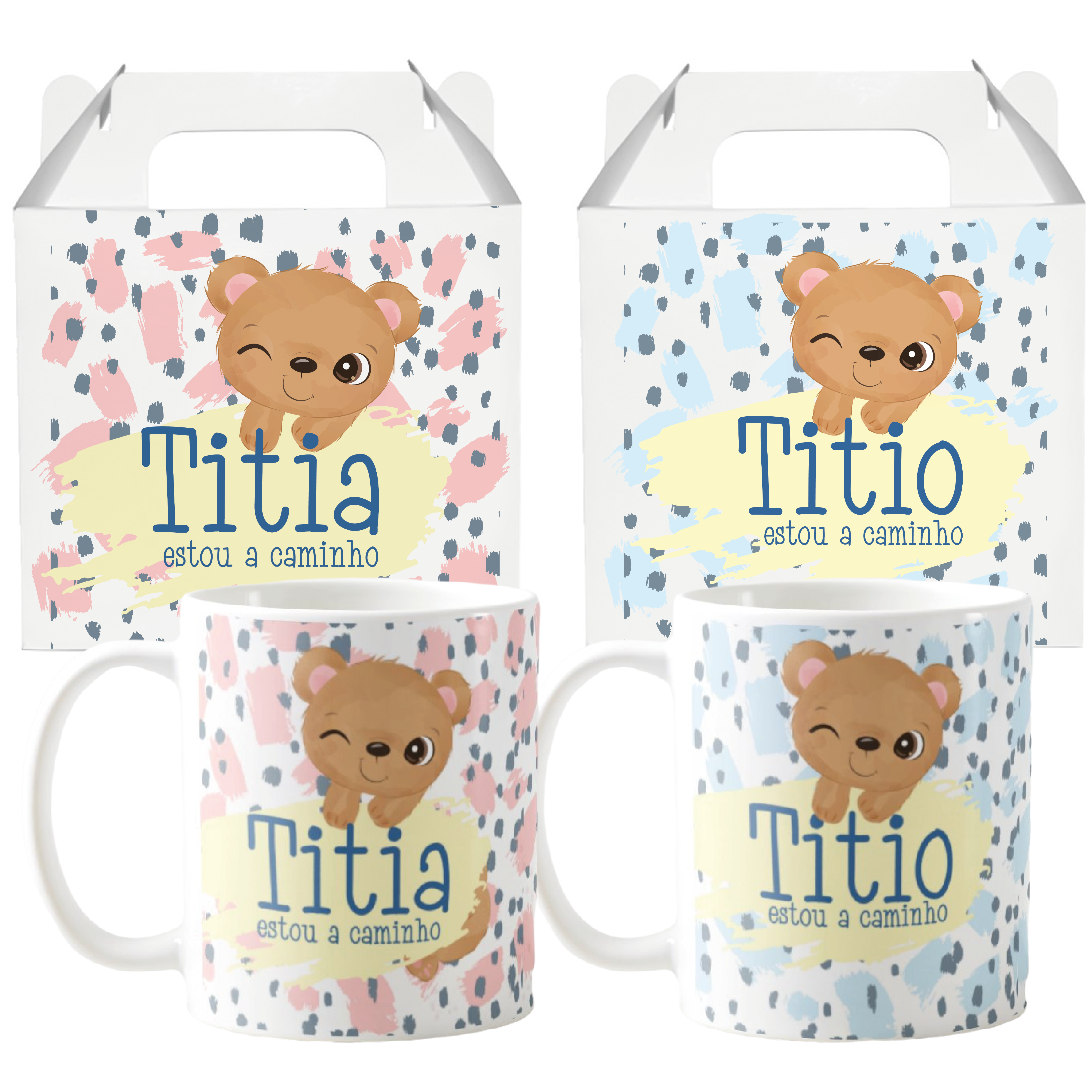 Kit 2 Canecas Presente para Revelar Gravidez Titio e Titia - Anúncio de Gravidez (Tia)