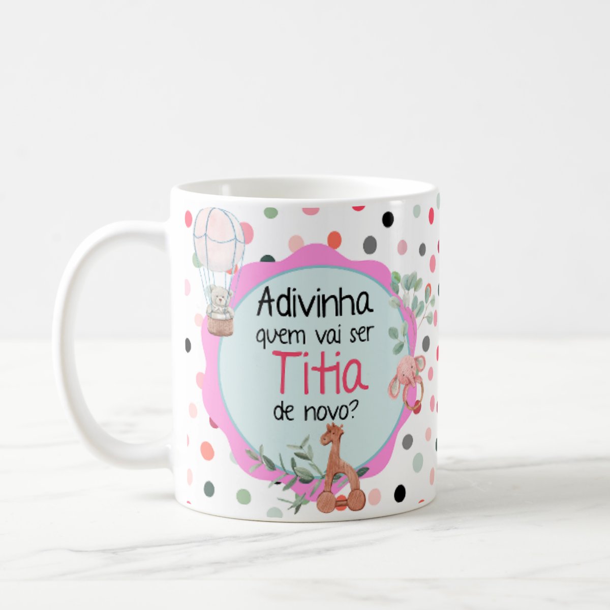 Caneca Especial Surpresa Revelar Nova Gravidez Família Tia - Anúncio de Gravidez (Tia)