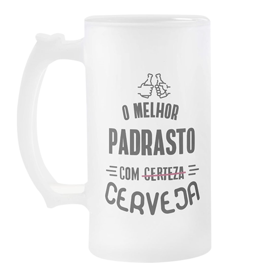 Copo Cerveja Chopp Presente para Melhor Padrasto com Certeza - Família (Padrasto)