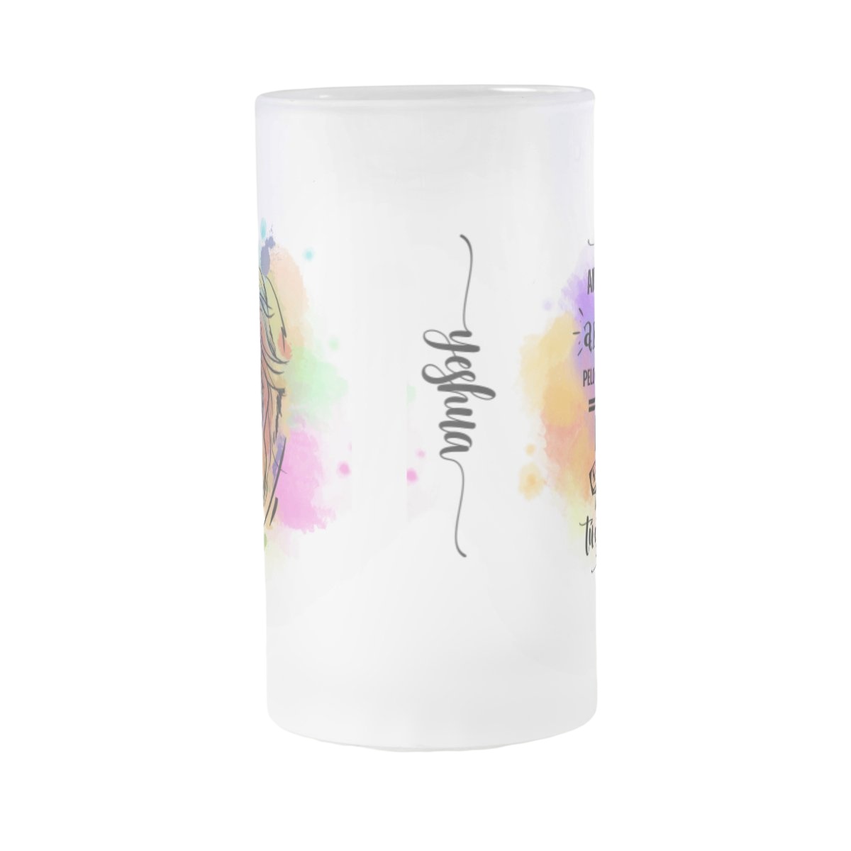 Caneca Vidro Jateado 475ml Personalizado Jesus Leão de Judá
