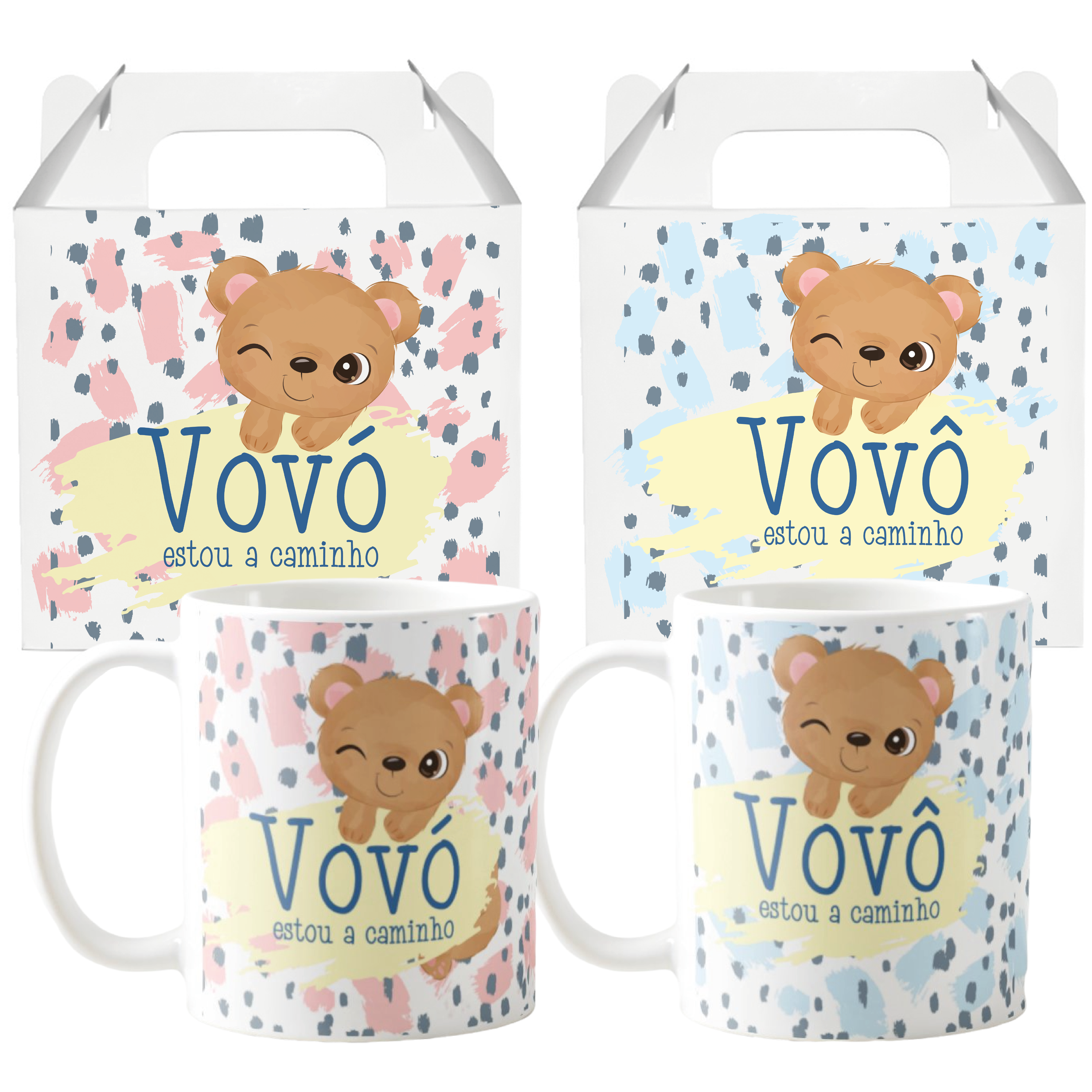 Kit 2 Canecas Presente Revelação de Gravidez Vovó Vovô - Anúncio de Gravidez (Avós)