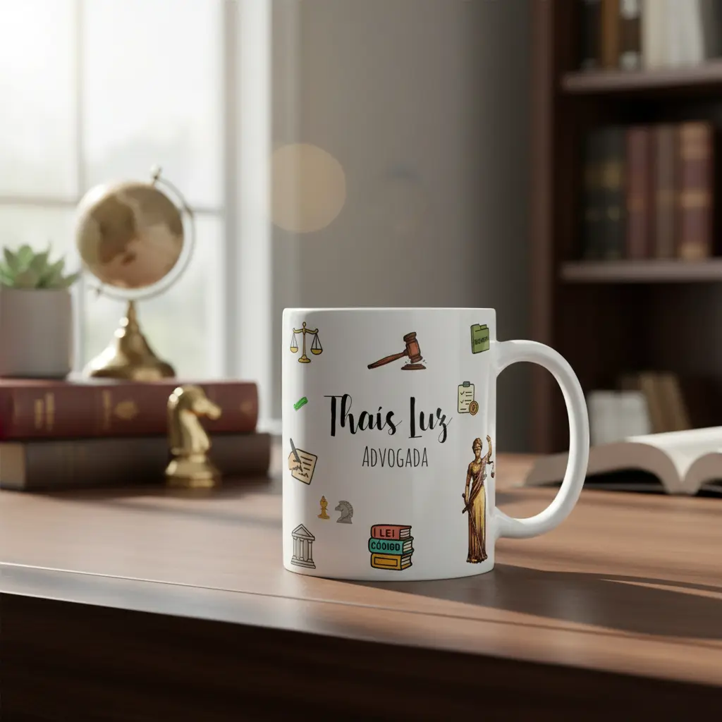 Caneca Personalizada Profissão Direito Presente Advogados Branco Nome Personalizado - Profissões (Direito)