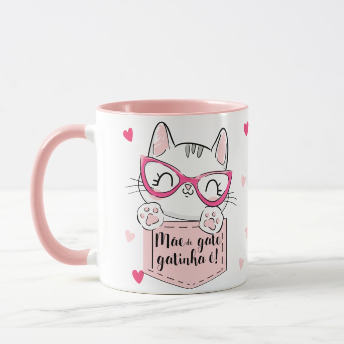 Caneca Rosa Mãe de Gato Gatinha É - Pet (Mãe)