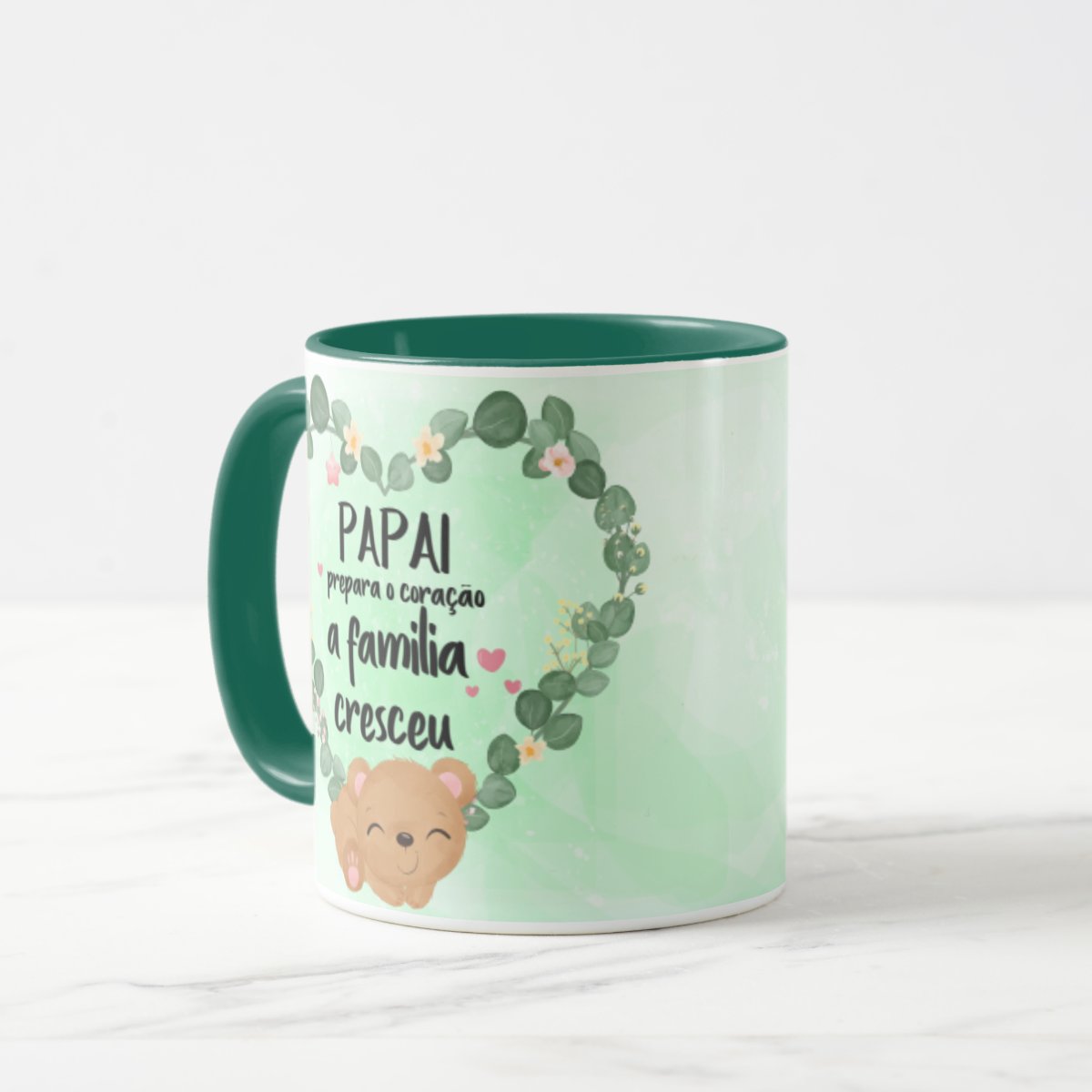 Caneca Personalizada Papai Prepara o Coração Familia Cresceu