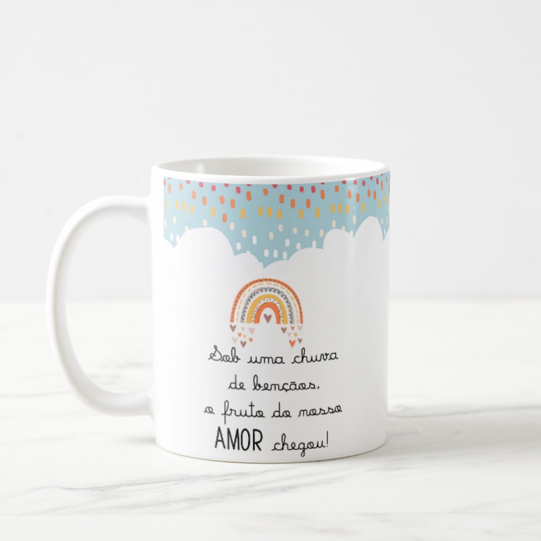 Caneca Gestação Arco-íris Presente Especial para Papais - Anúncio de Gravidez (Pai)