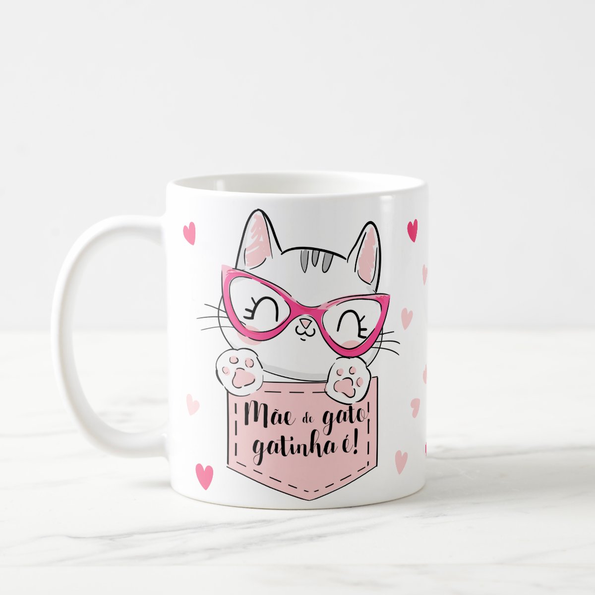 Caneca Feminina Presente Mãe de Gato Gatinha É Personalizada