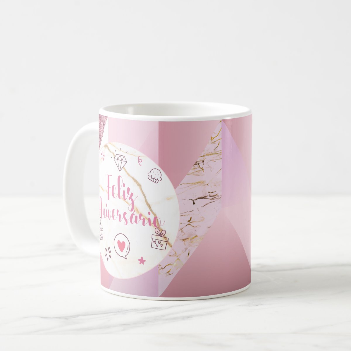 Caneca Personalizada e Delicada Feliz Aniversário Feminina