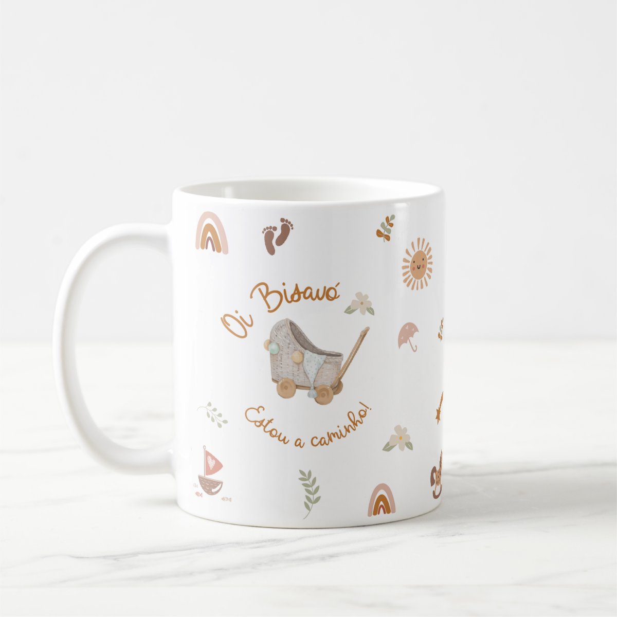 Caneca Revelação Grávidez Boho Estou a Caminho Bisavó