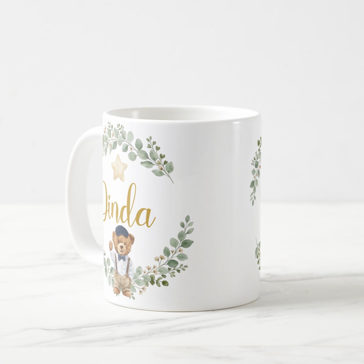 Caneca Dinda Urso Príncipe Pronta Entrega Presente Família
