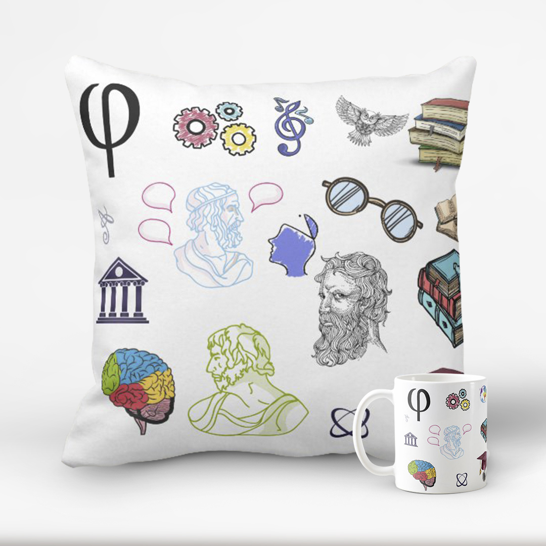 Conjunto Divertido de Almofada Decorativa e Caneca Filosofia - Profissões (Filosofia)