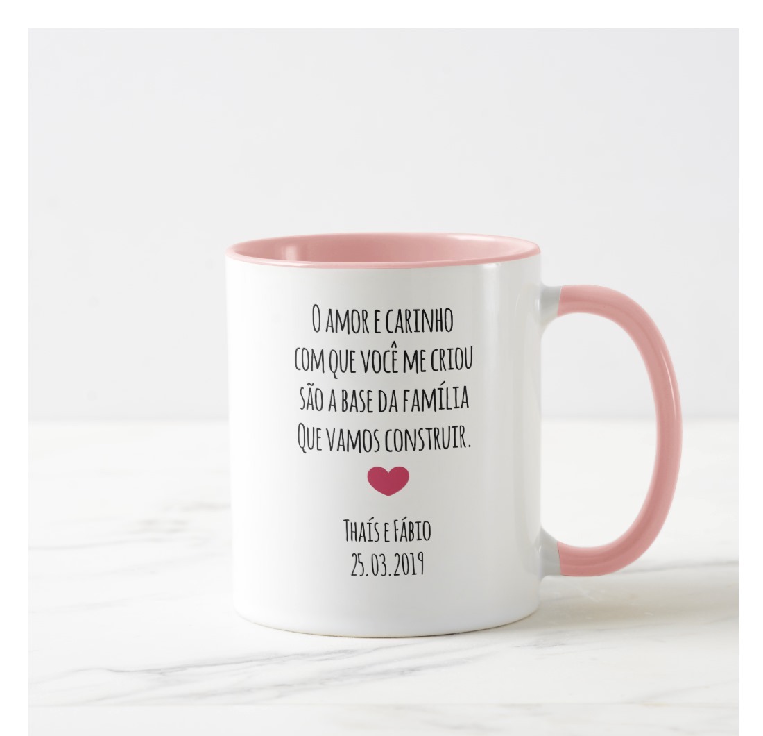 Caneca Casamento para Mãe do Noivo Ramos de Flores Marsala