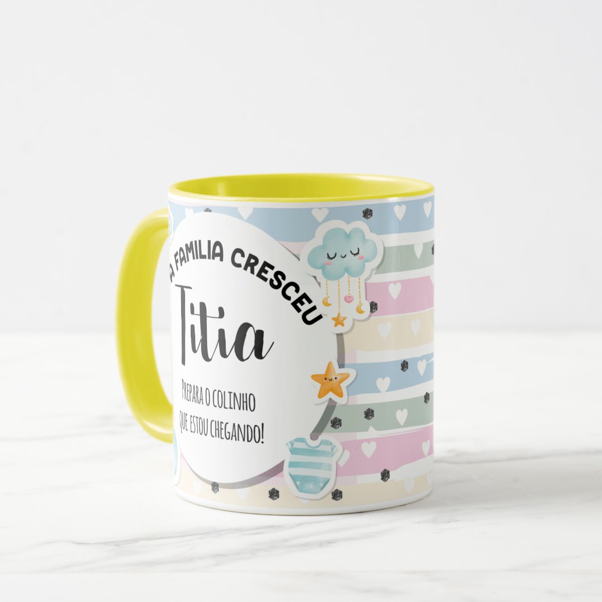 Caneca Personalizada Anúncio De Gravidez Gestação Tia Titia