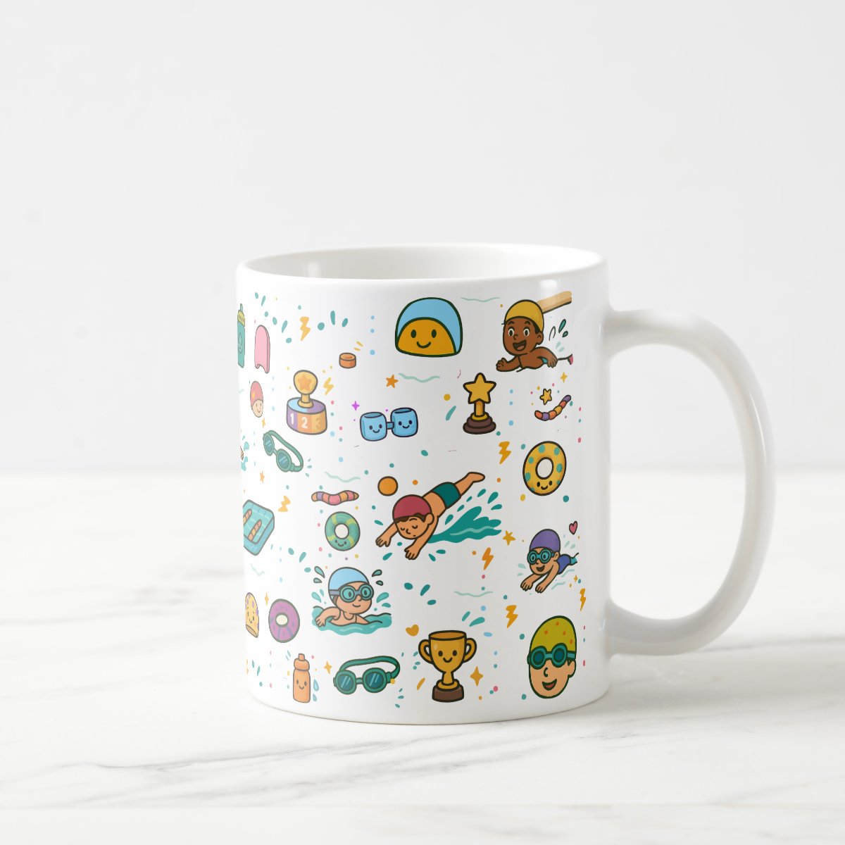 Caneca Infantil Personalizada Com Nome - Polimero Resistente Natação meninos
