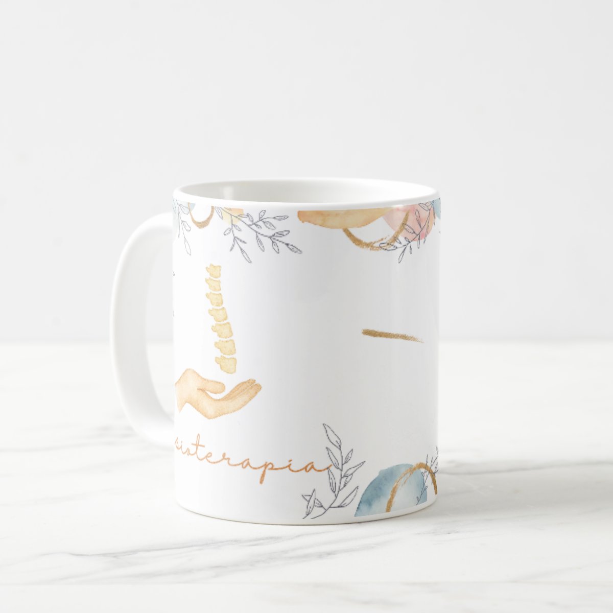 Caneca Profissão Presente Dia da Fisioterapeuta Aquarela
