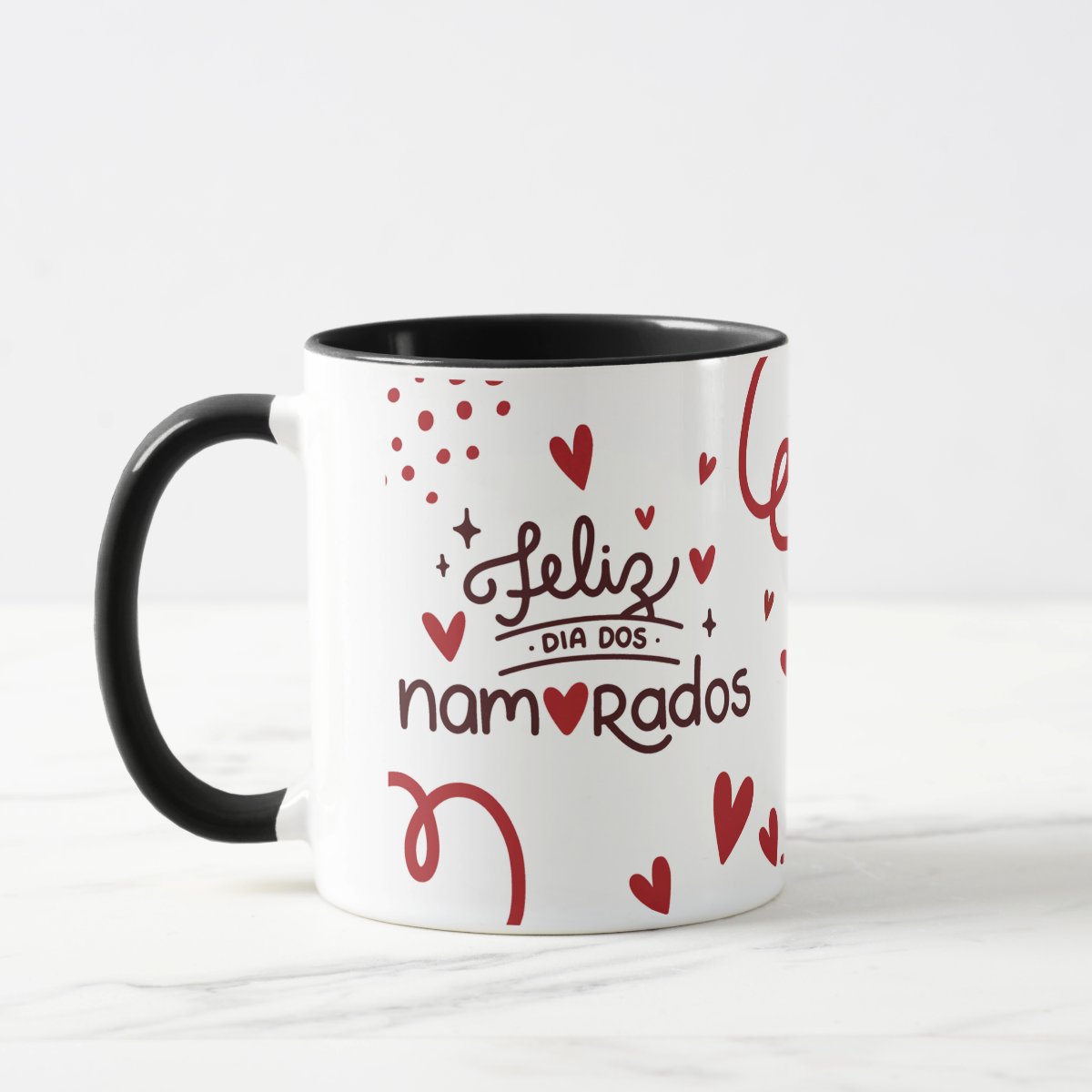 Caneca Personalizada Casal Dia dos Namorados com Corações - Outros (Casal)