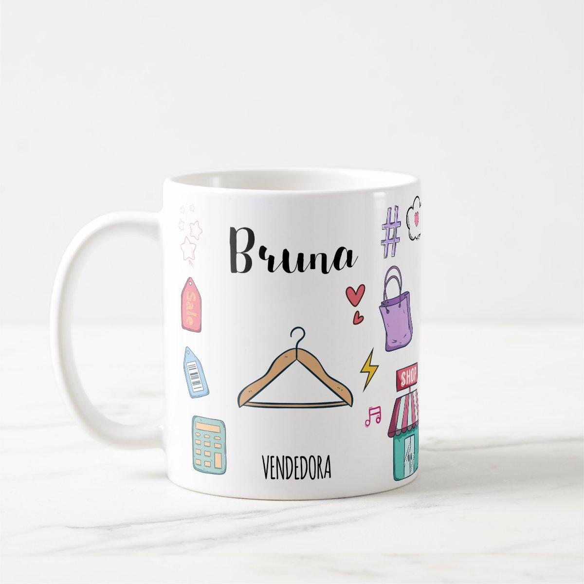 Caneca Personalizada Feminina Profissão Vendedora com Nome