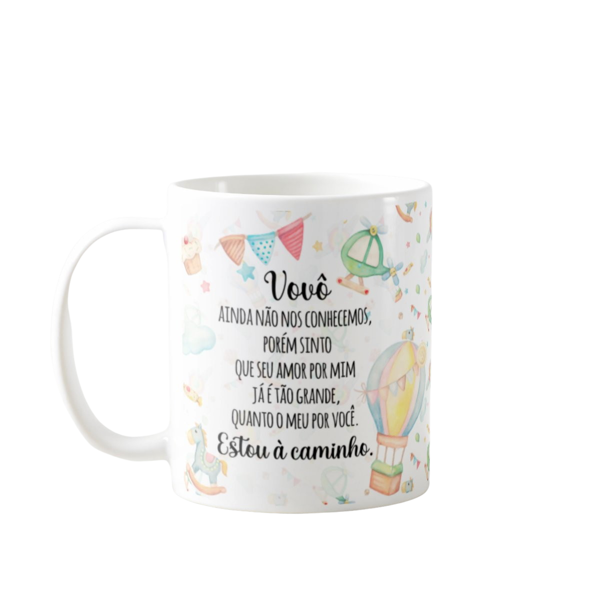 Caneca Presente Revelação de Gravidez Estou à Caminho Vovô - Anúncio de Gravidez (Avós)