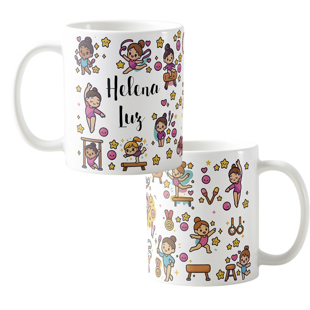 caneca infantil feminina ginastica olimpica polimero