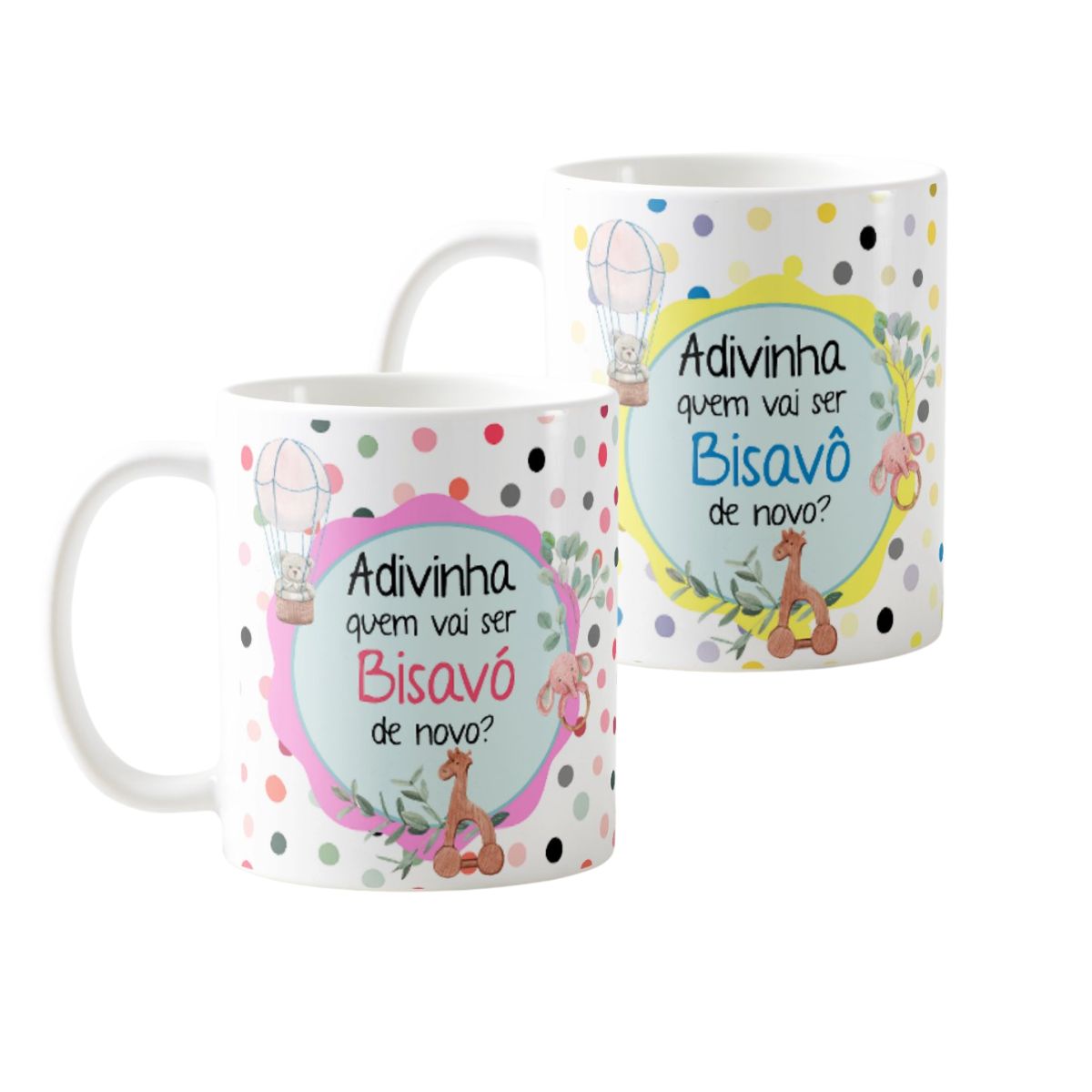 Kit 2 Canecas Presente Anúncio de Gravidez Bisa/biso de Novo - Anúncio de Gravidez (Bisavó e Bisavô)