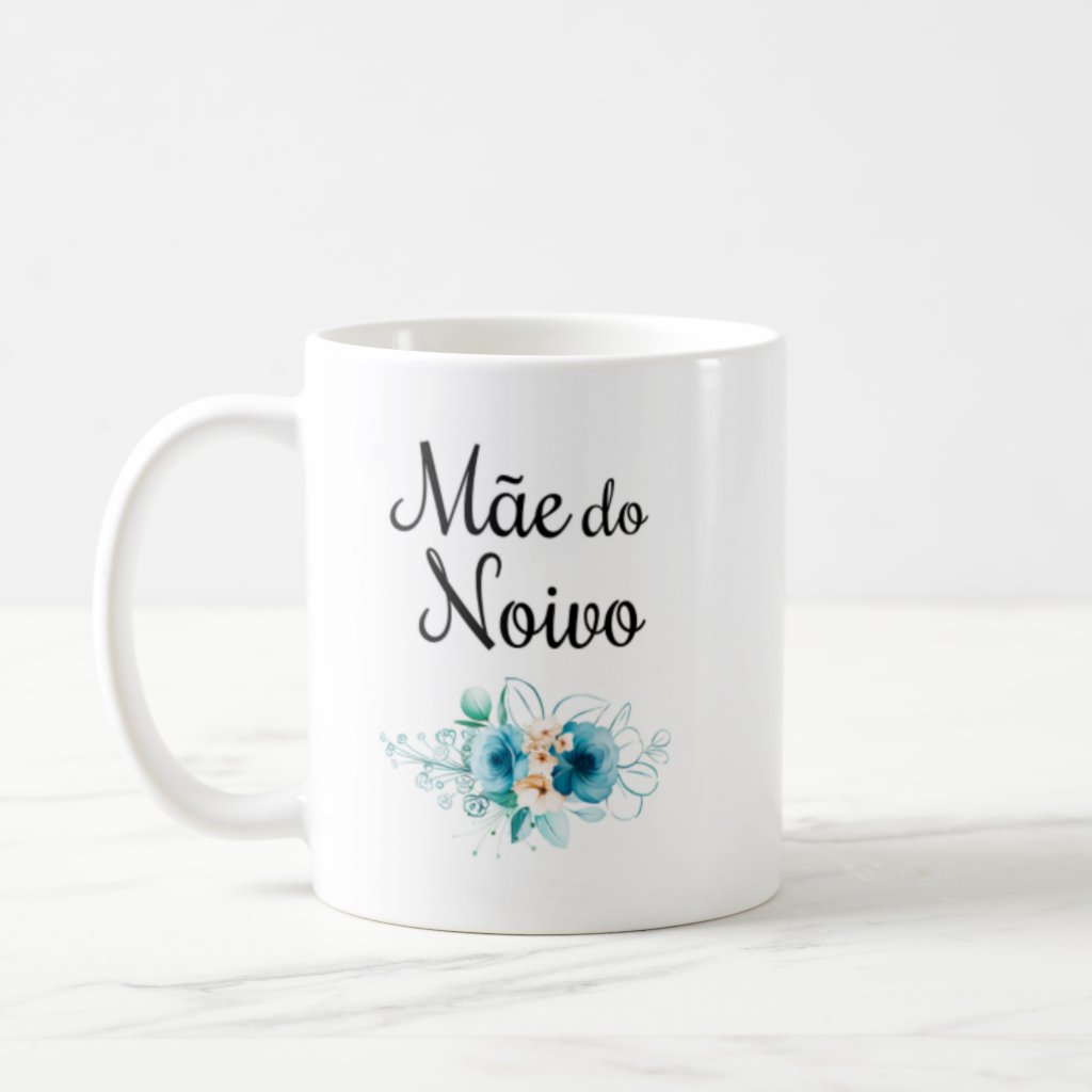 Conjunto 2 Canecas Mãe E Pai Do Noivo Lembrança De Casamento Floral Azul 