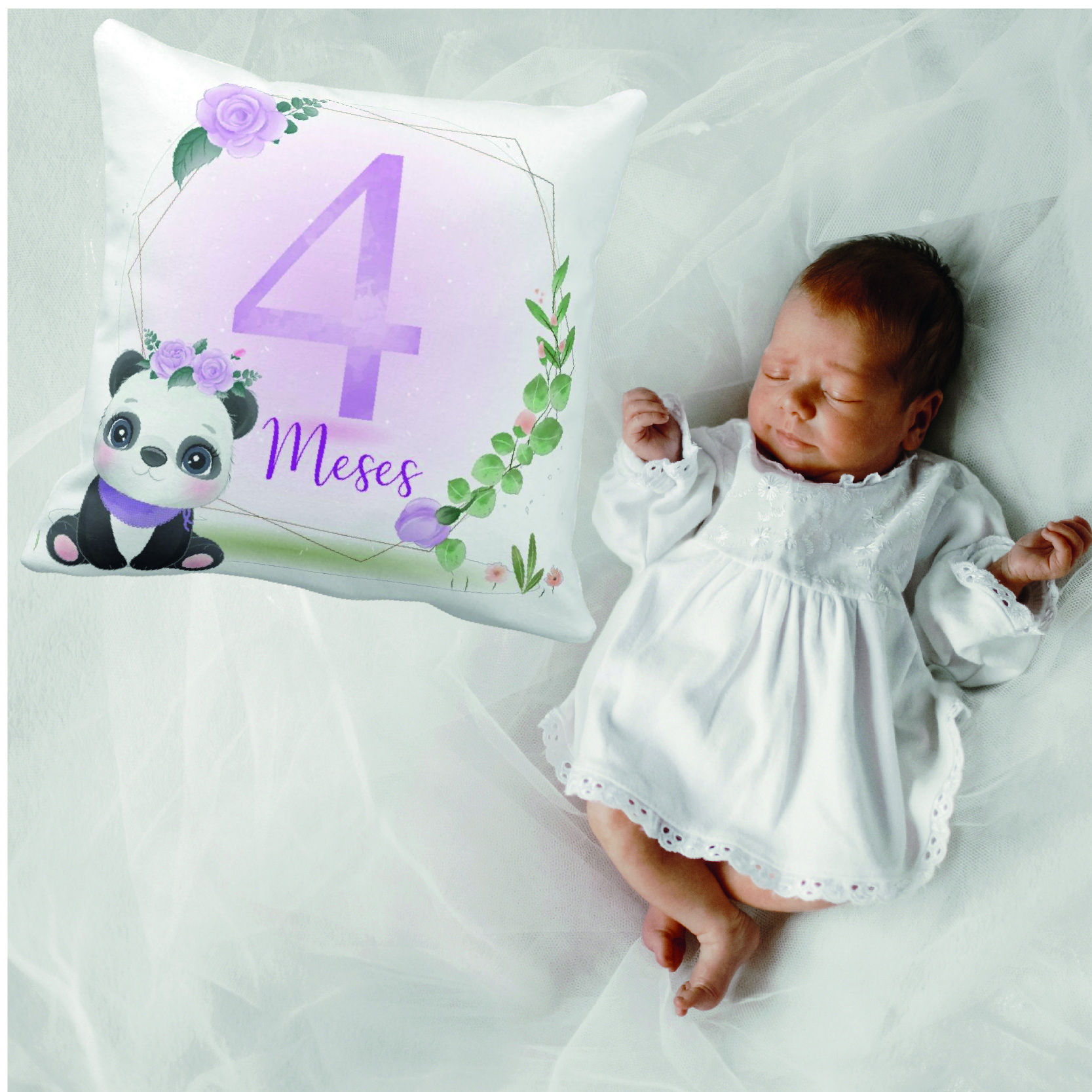 Almofada Mesversário Bebê Menina Infantil Mês 4 Safari Baby