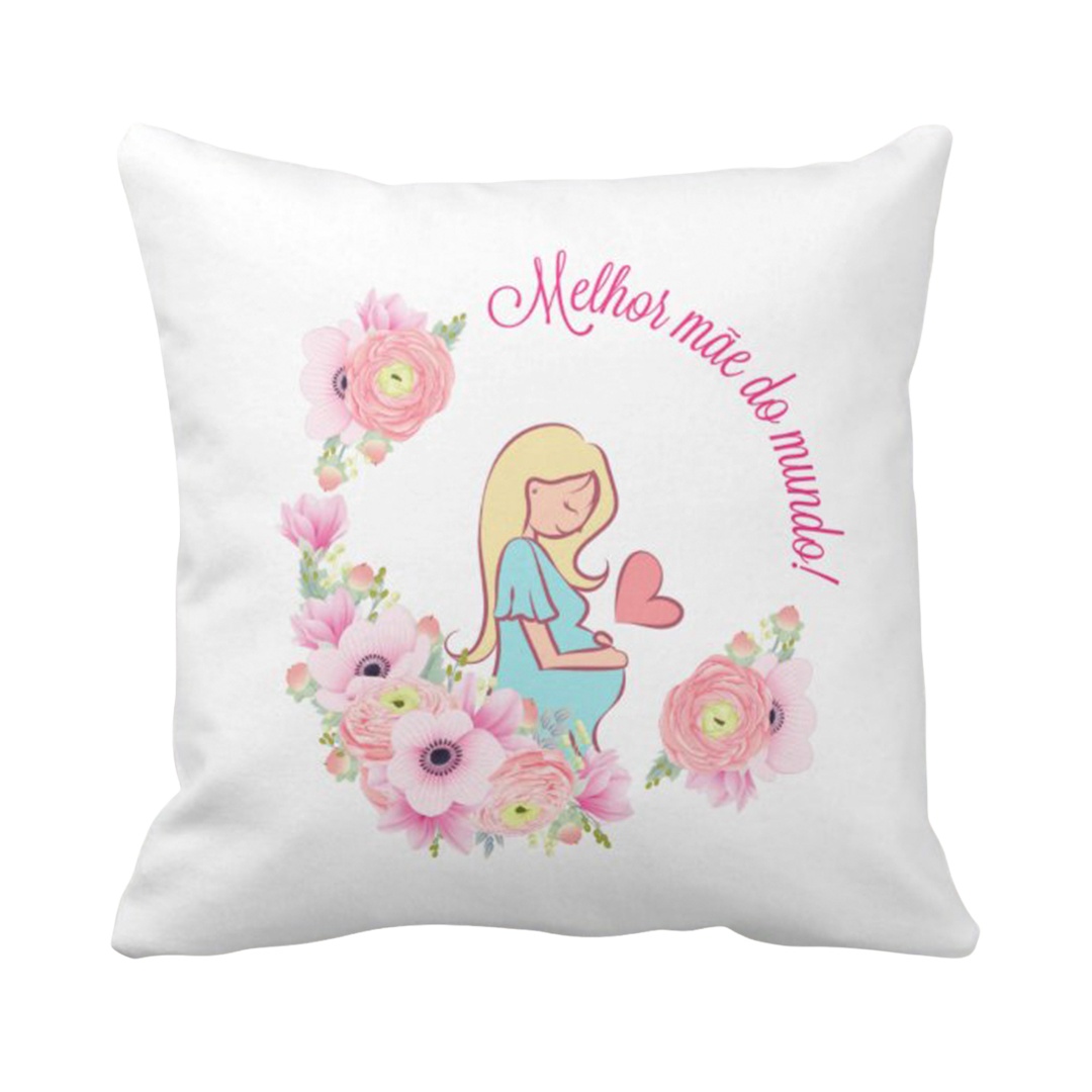 Almofada Decoração Grávida Melhor Mãe do Mundo - Loira - Família (Mãe)