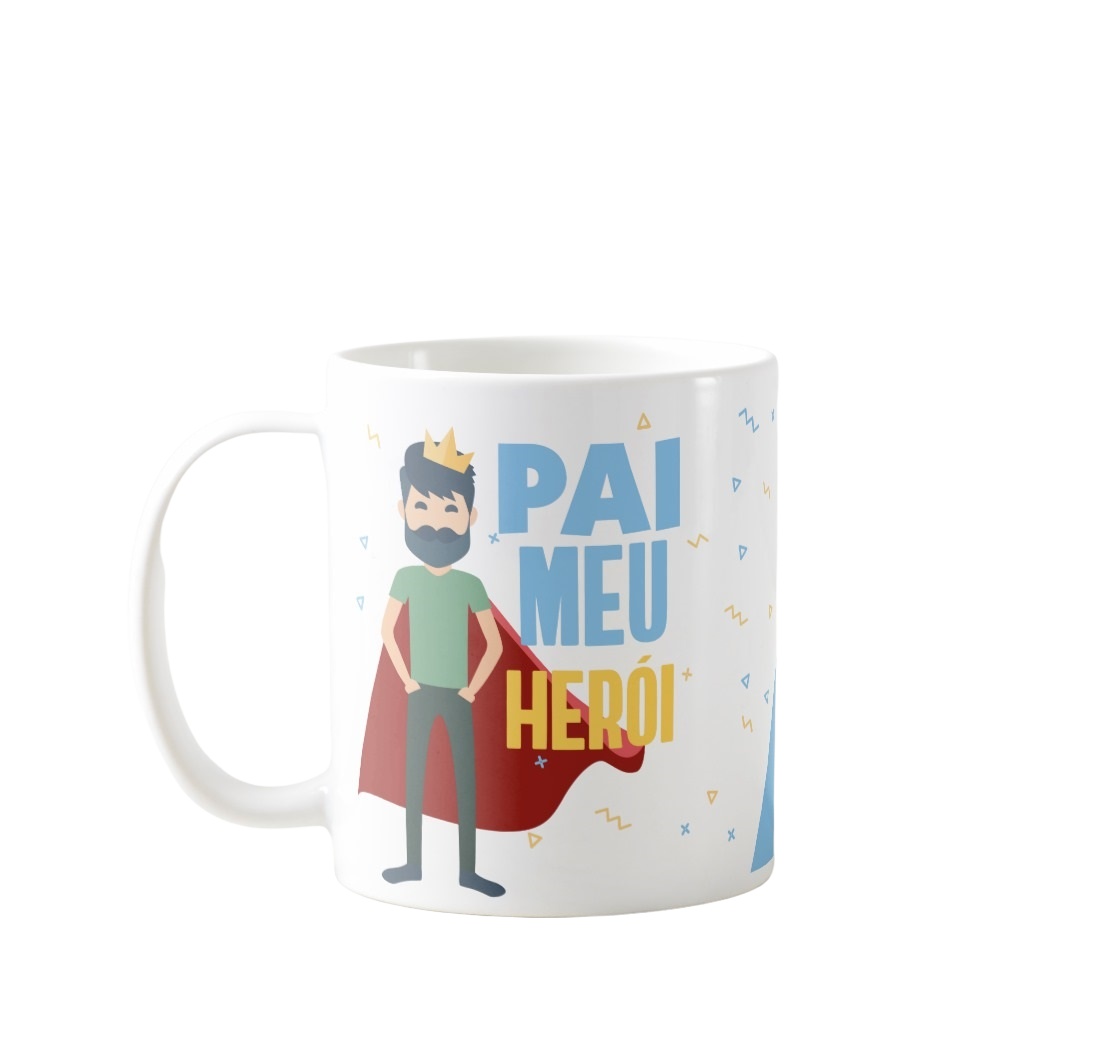 Caneca Personalizada de Dia dos Pais com Frase Pai Meu Herói - Família (Pai)