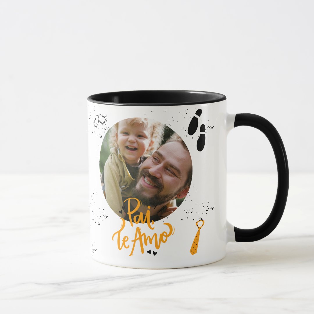 Kit Presente Dia dos Pais Caneca e Almofada Te Amo com Foto