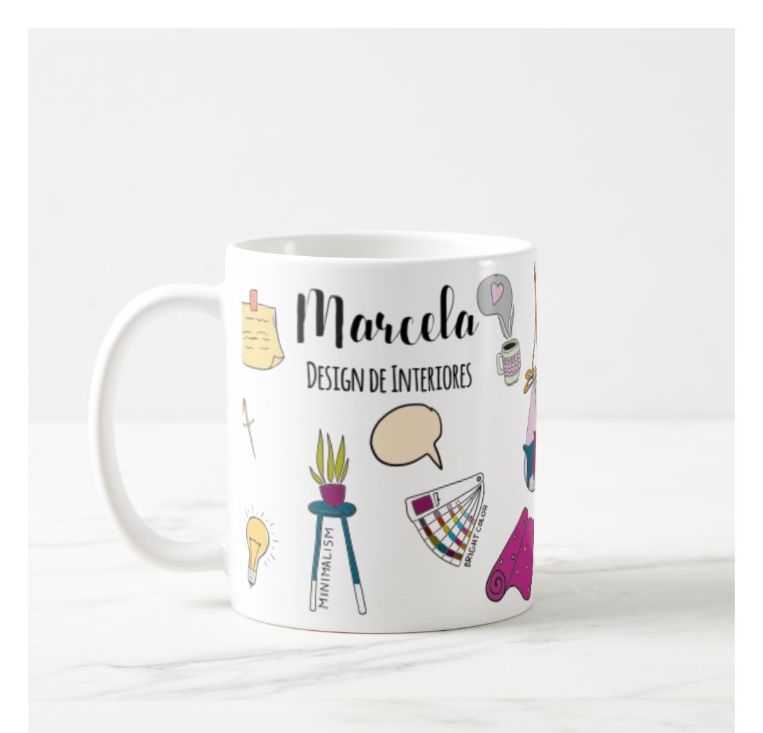 Caneca Personalizada Criativa Design de Interiores com Nome