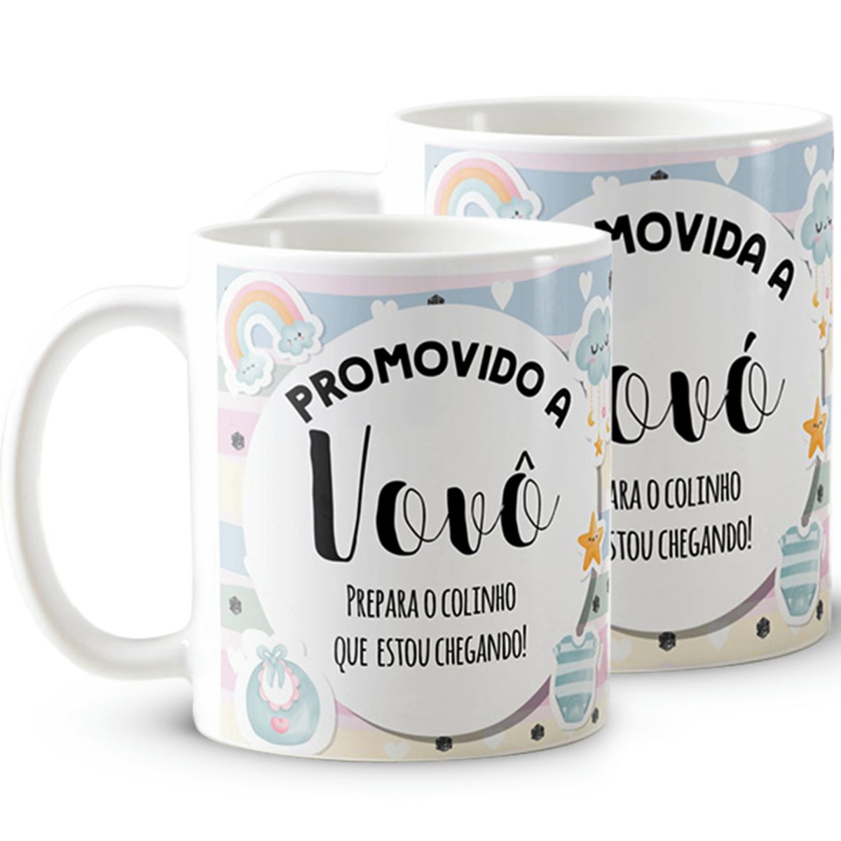 Kit Canecas Personalizada Anúncio de Gravidez Avó e Avô - Anúncio de Gravidez (Avó e Avô)