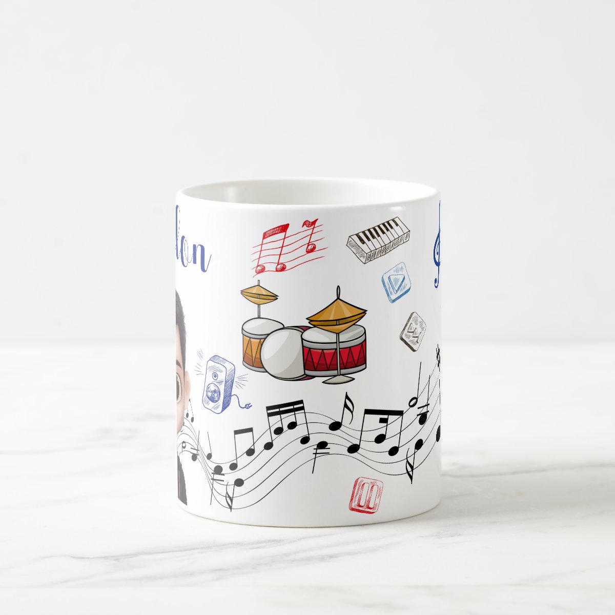 Caneca Música Presente Criativo Homem Músico com Avatar
