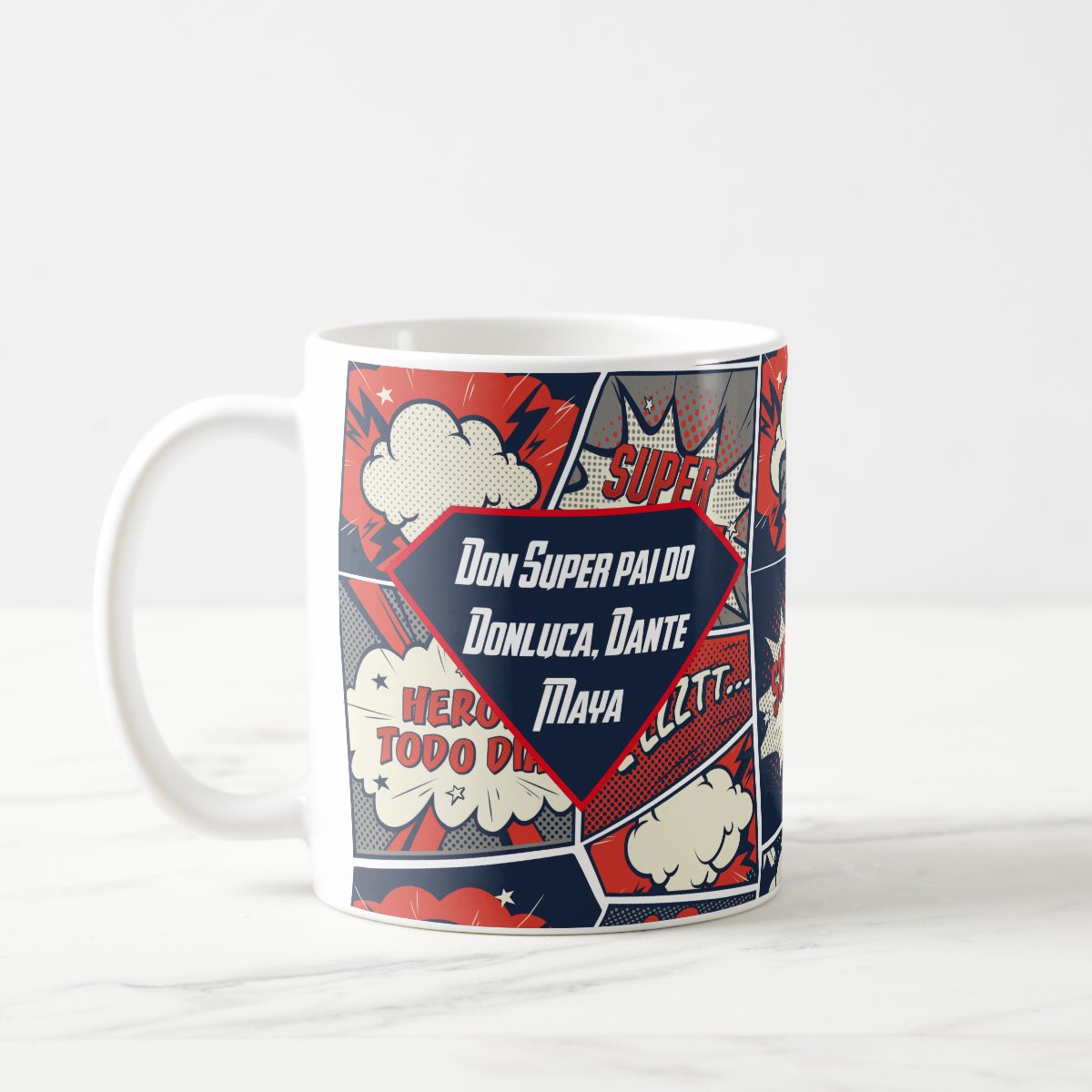 Caneca Personalizada Criativa Papai Herói Todos os Dias
