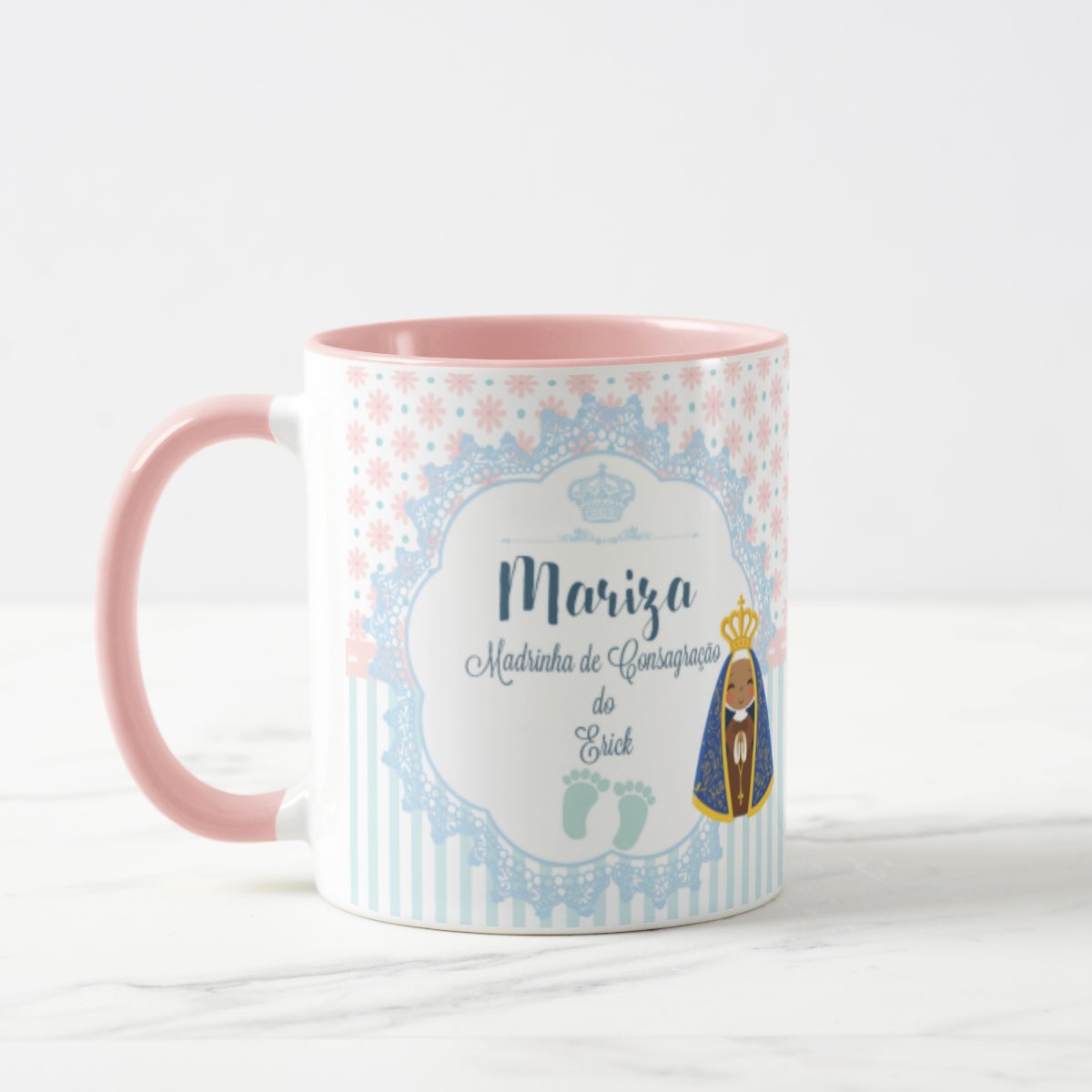 Caneca Rosa Presente Madrinha De Consagração com Nomes