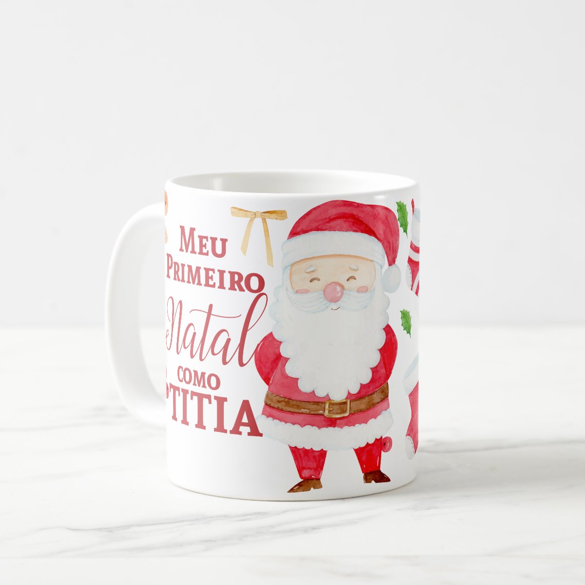 Caneca Personalizada Presente Primeiro Natal Como Tia Titia