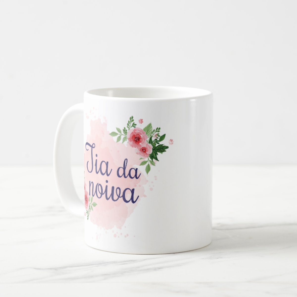Branco / Tia da Noiva / Floral Rosa