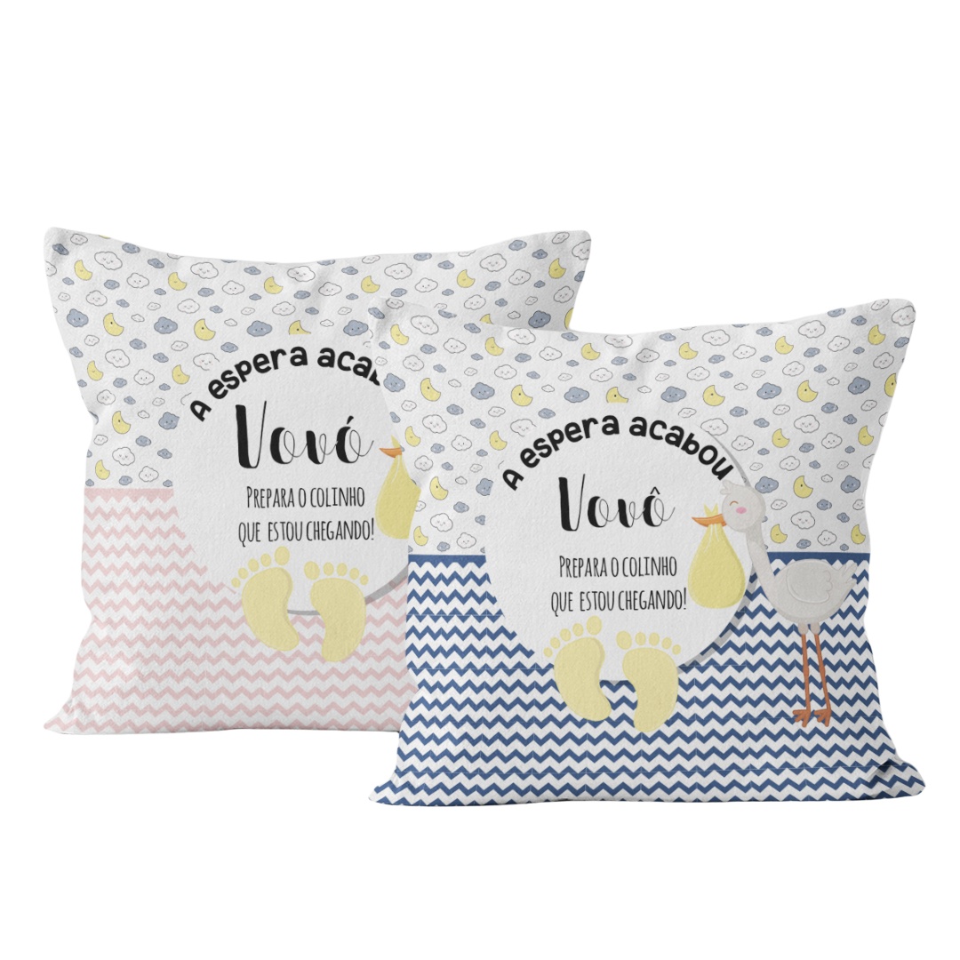 Conjunto 2 Almofadas Decorativa Revelação Gravidez Avô e Avó