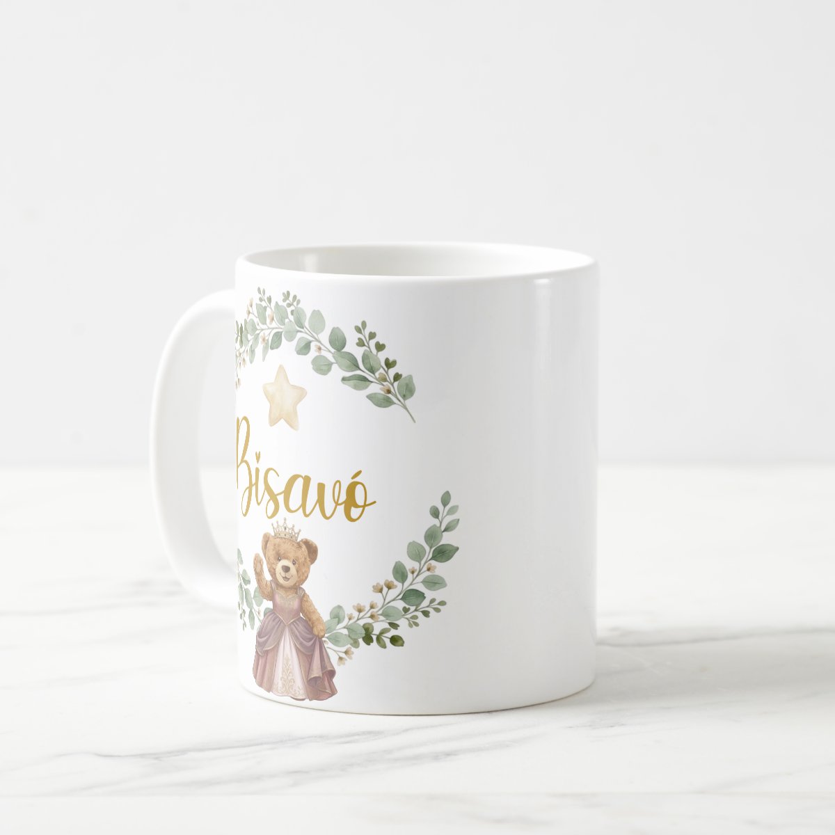 Caneca Ursa Princesa Bisavó Presente Dia das Mães Família Pronta Entrega