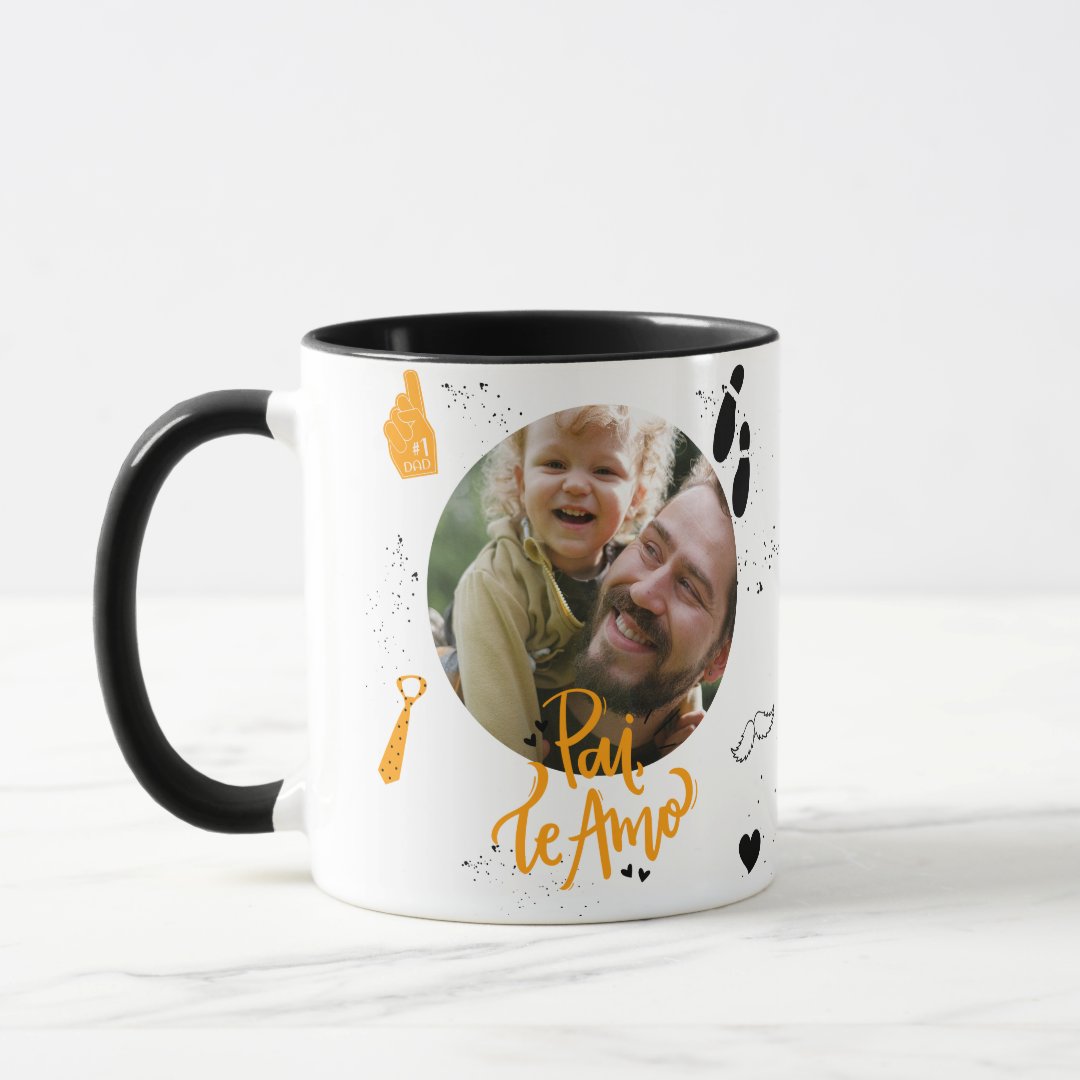 Kit Presente Dia dos Pais Caneca e Almofada Te Amo com Foto