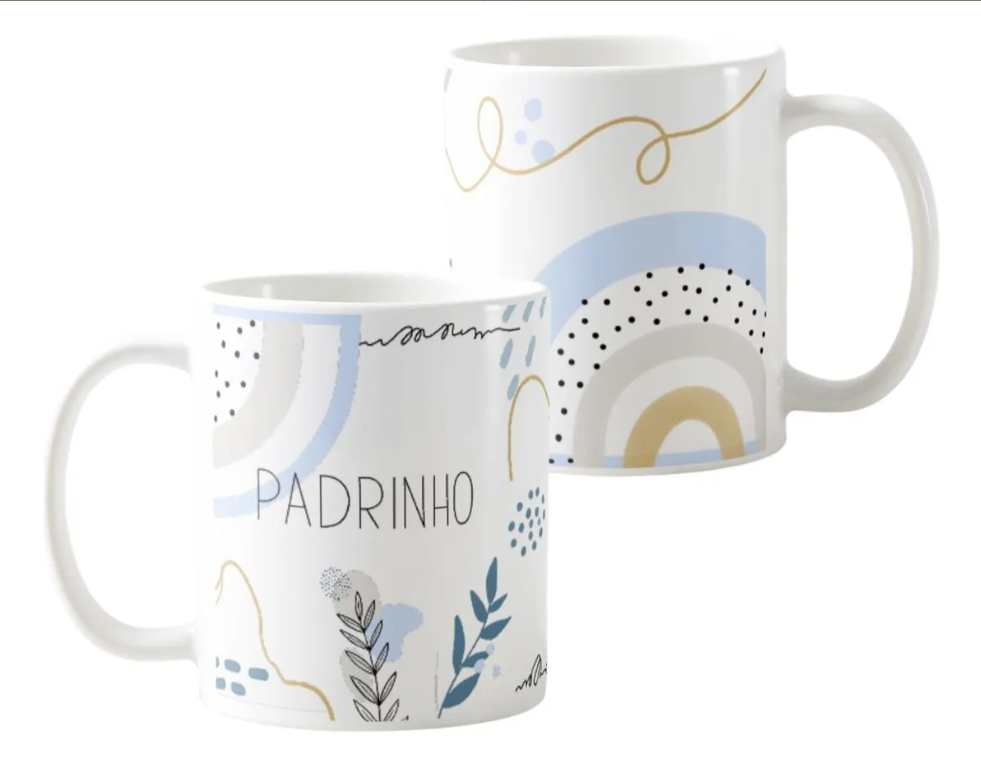  Kit 4 Canecas Personalizadas Lembrança Padrinhos Batizado